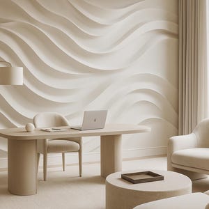 Abstract Waves Mural | Modern Office Wall Decor | Peel and Stick Wallpaper | Minimalist Wave Design | Custom Size | PVC Free