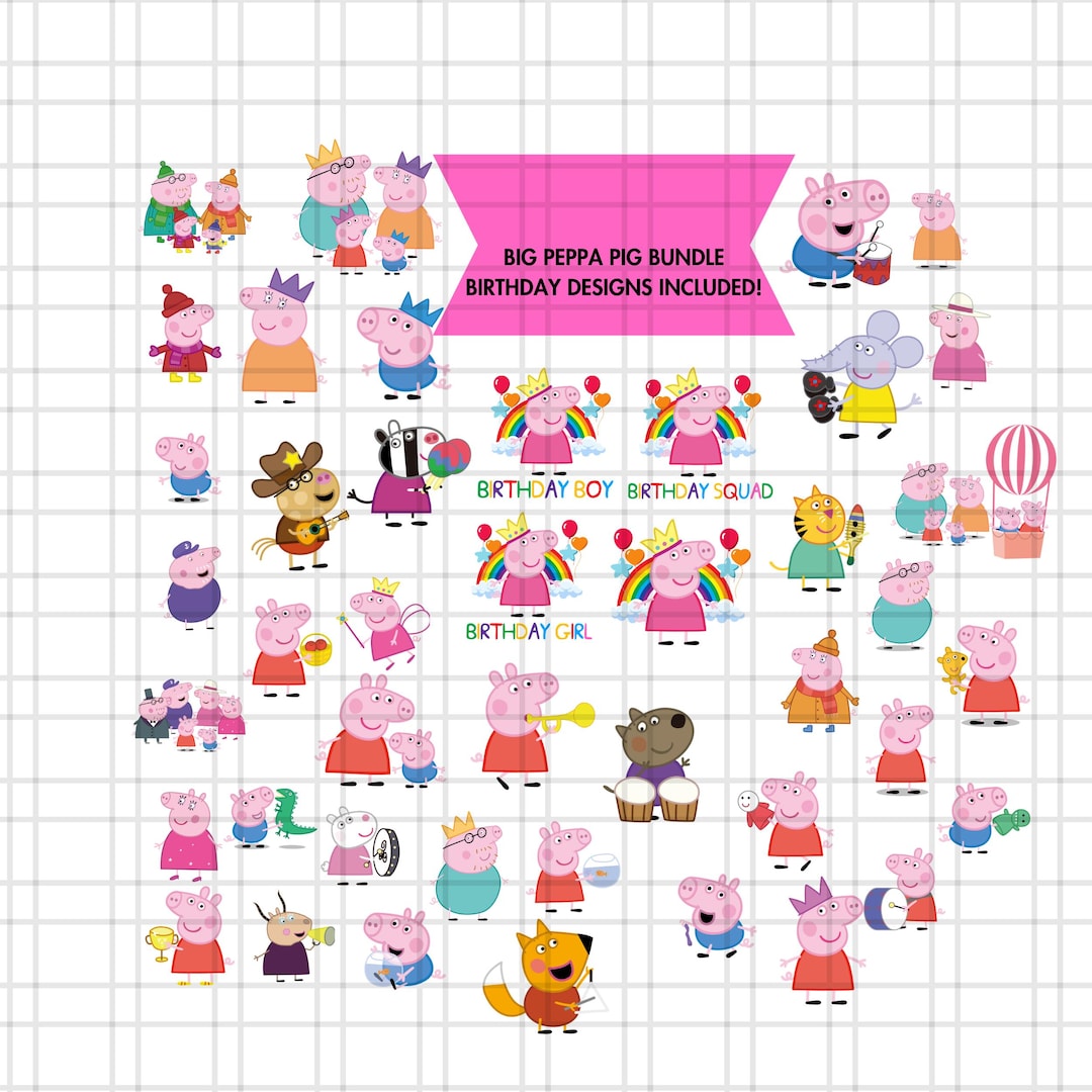 Peppa Pig SVG and PNG, Bundle Layered Svg, Layered and Instant ...