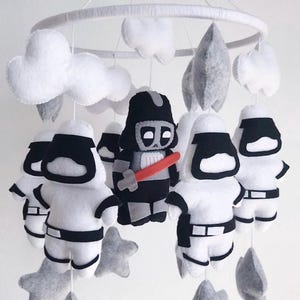 Felt mobile | baby mobile | nursery mobile | black and white mobile | gift for baby | hero mobile | starwars mobile | darth vader mobile