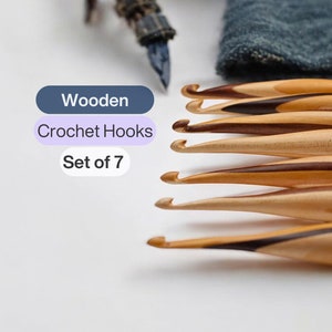 Ensemble de crochets en bois faits main, multibois, 4-10 mm Ensemble de 7, cadeau de laine au crochet pour grand-mère et mère, aiguille à crocheter