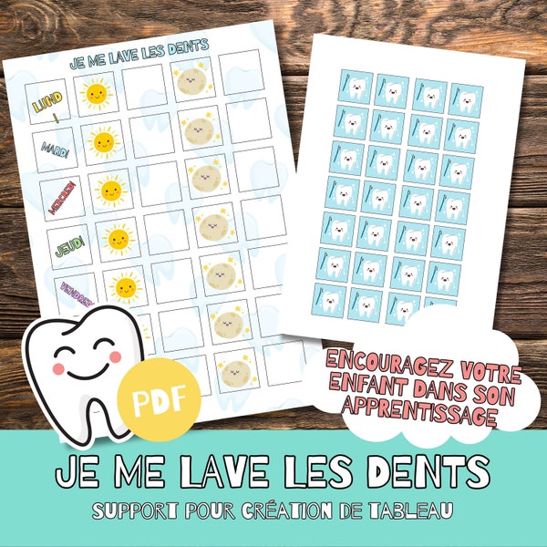 Tableau de Motivation au Lavage des Dents pour Enfants, support à télécharger et à imprimer, support éducatif pour enfant