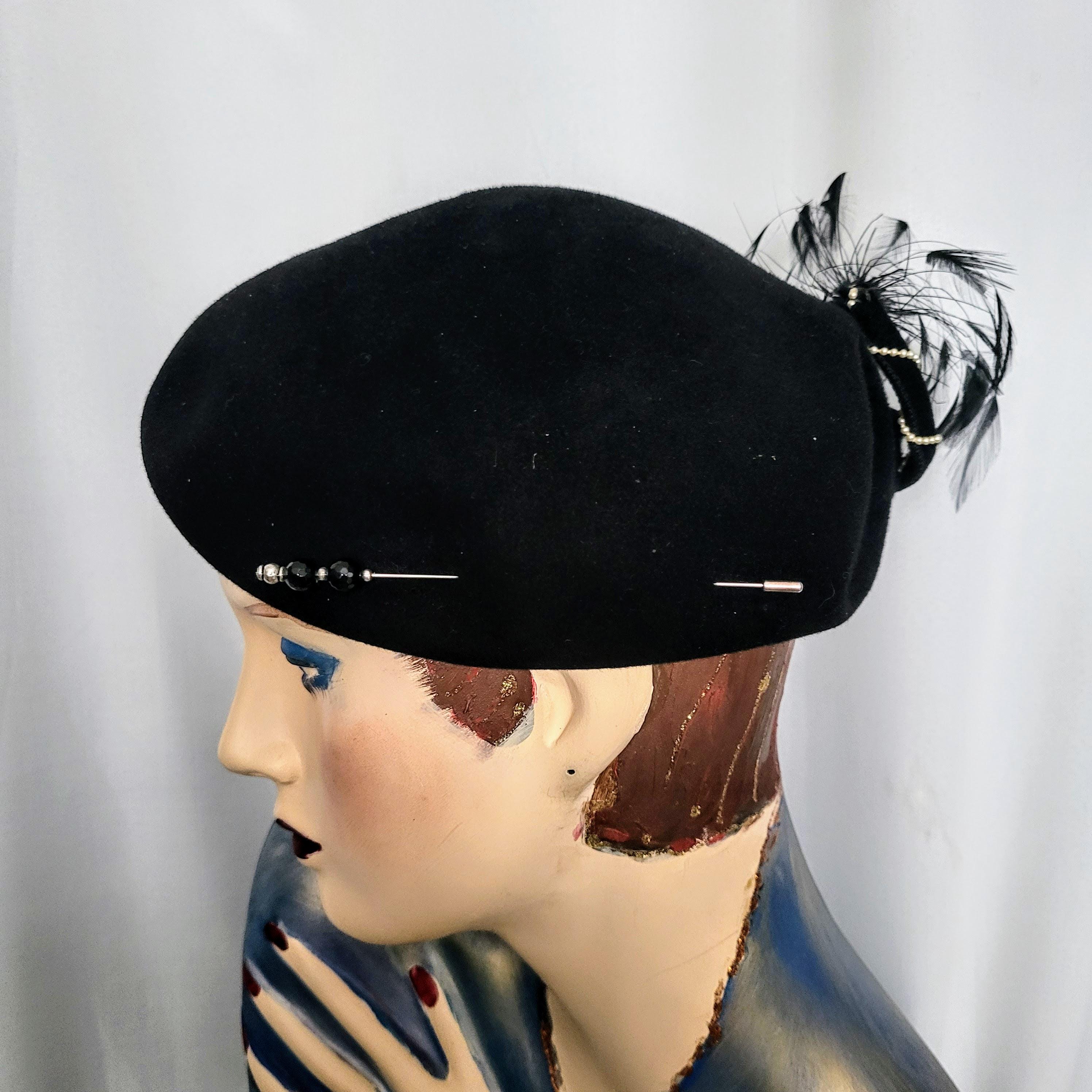 Elegant Black Hat with Pearl Detail 100%wool self tie black strap new Elegante Men main image 2