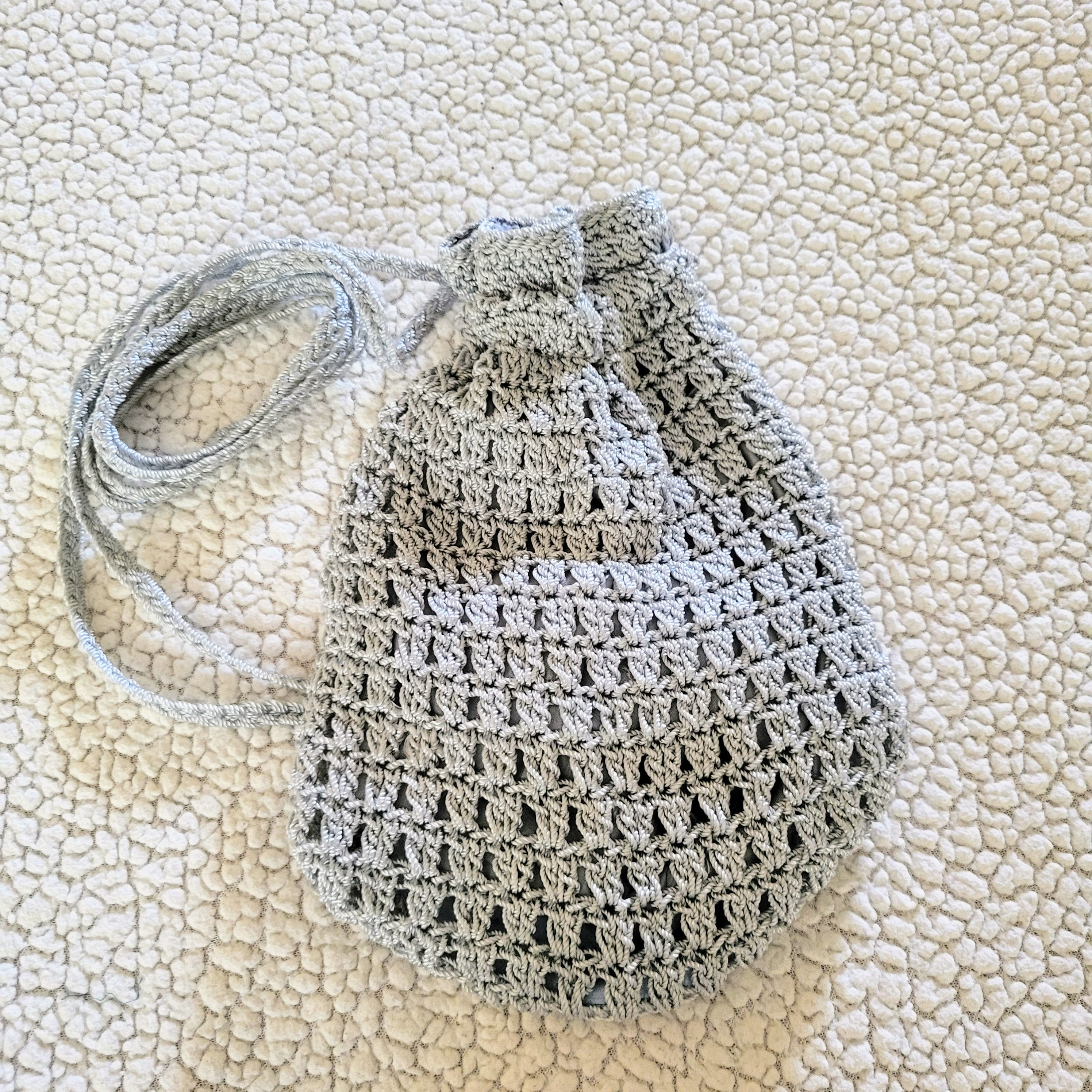 The Sak grey crochet backpack The Sak Gray Crochet Mini Tote Bag - Etsy main image 2