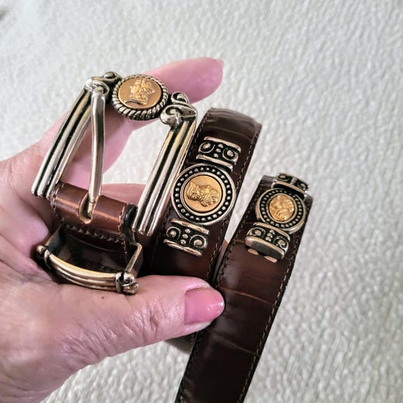 Vintage Brighton Museum Collection Ceinture en cuir marron Sphinx et Pégase Taille S - France
