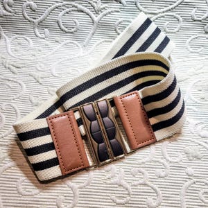 Vintage Wide Elastic Stretch Belt with Interlock Buckle for Dress Women main image 4