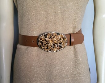 Ceinture Large En Cuir Marron New York & Co. - Taille S - état Très Bon+ - Style Casual