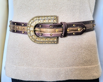 Buy QUIN Vintage Red Croc Embossed Belt With Unique Cast  display picture 3