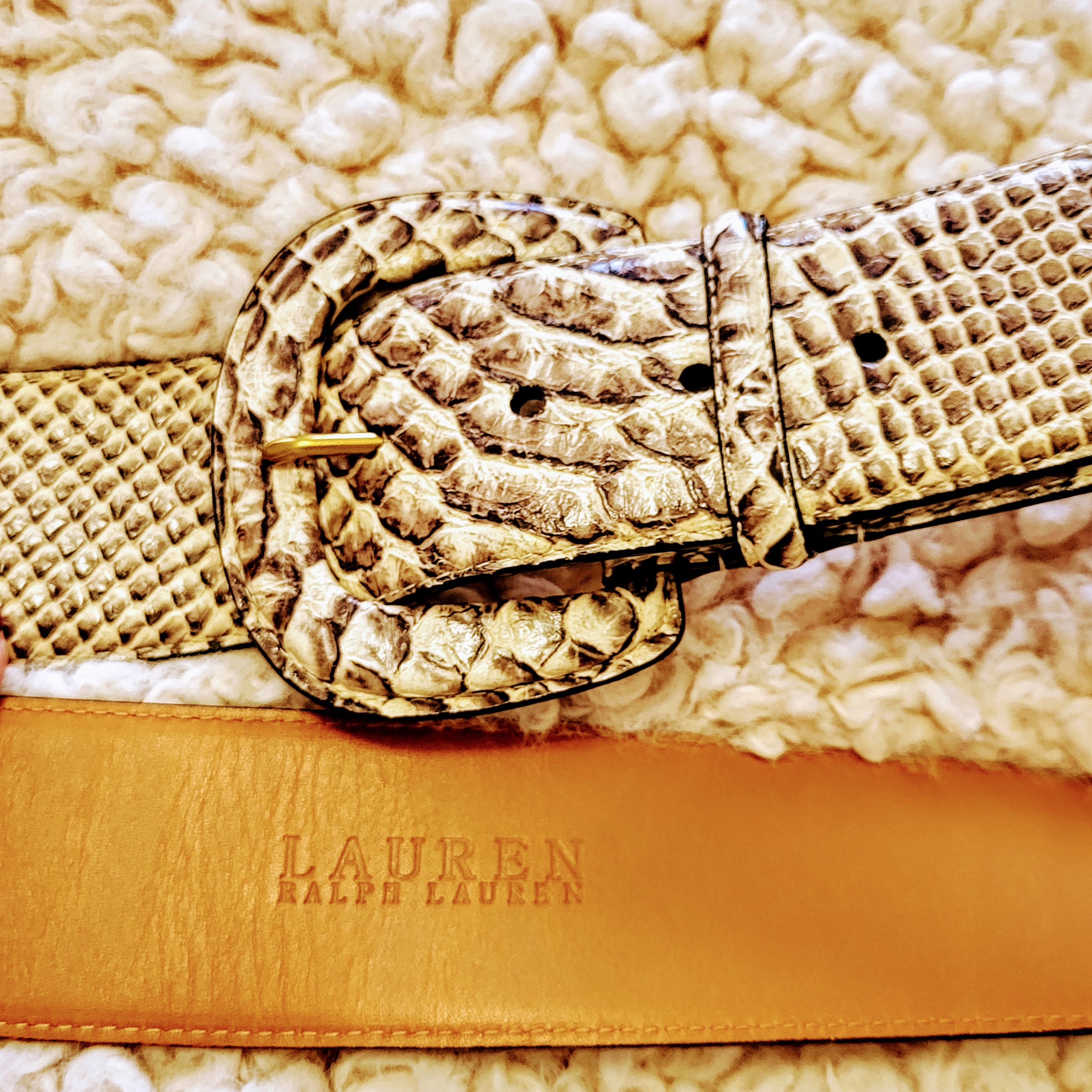 LAUREN Italian Leather Snakeskin Wide Classic High Waist 