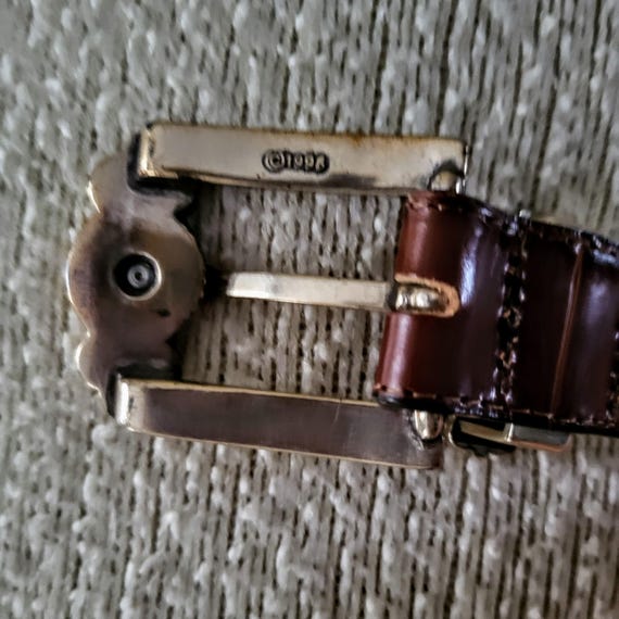 Vintage Brighton Crocodile Leather Belt: Silver Roman Coin  display picture 1