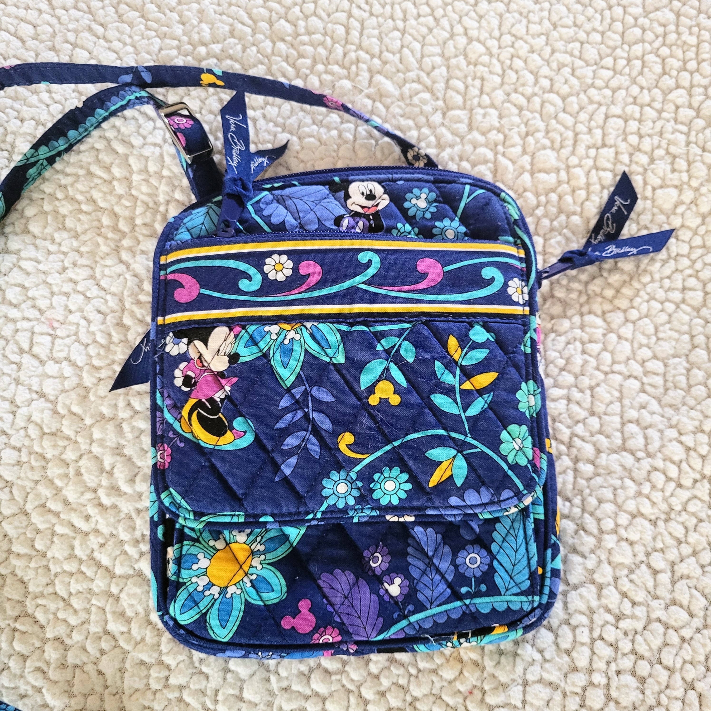VERA BRADLEY Crossbody Quilted Cotton Bag special Edition Disney Park Retired Floral Pattern zippers Snap Multicompartment Bag gift Idea 185 Etsy