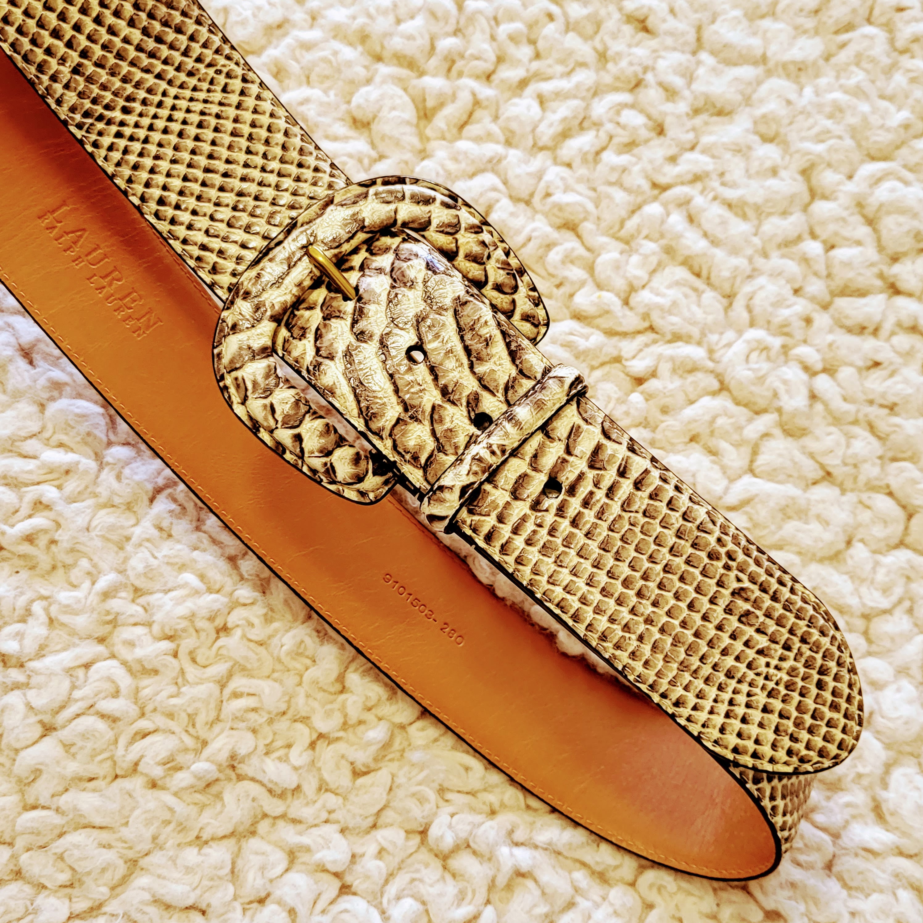 Lauren Ralph Lauren Stylish Snake Print Belt. Size L.‎ NWT display picture 2