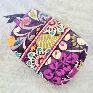 VERA BRADLEY Zippered Cosmetic Bag Plum Crazy Floral Patter/Makeup Pouch Bag/Convenience Handy Toiletry Designer Bag/Gift For Her/No269
