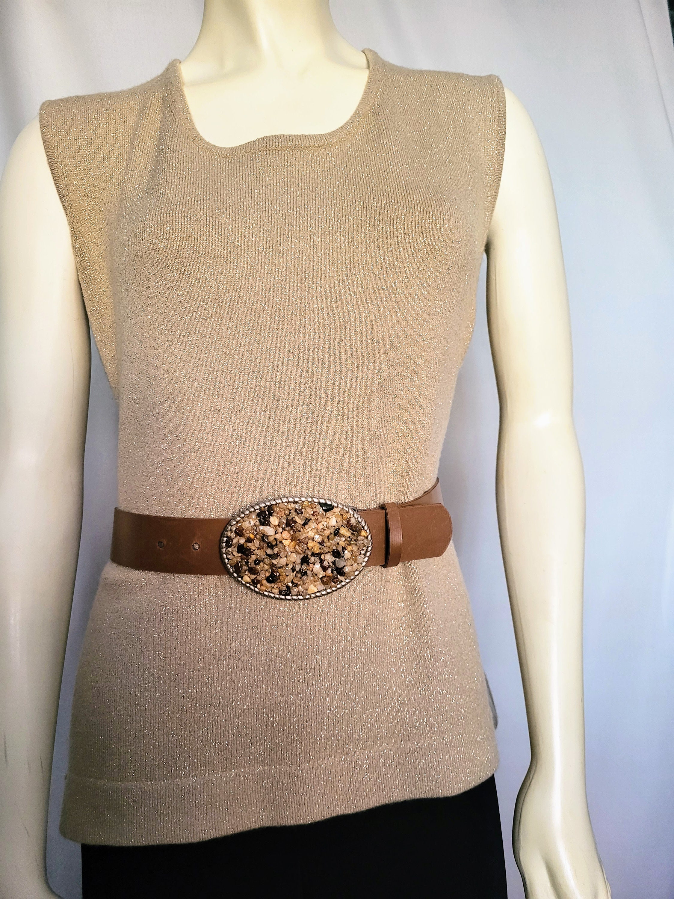 Ceinture Large En Cuir Marron NEW YORK & CO. - Taille S, État Très Bon, Occasion