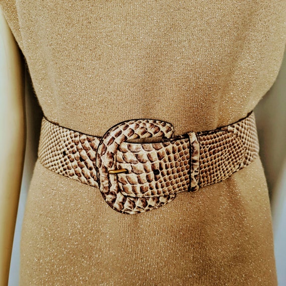 LAUREN Italian Leather Snakeskin Wide Classic High Waist  display picture 1