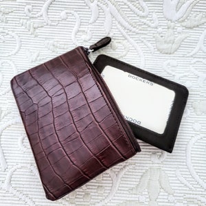DOCKER Mini billetera unisex con bolsillo para monedas con cremallera/piel sintética en relieve con forma de vasija marrón, billetera pequeña y conveniente para identificación y tarjetero extraíble/232