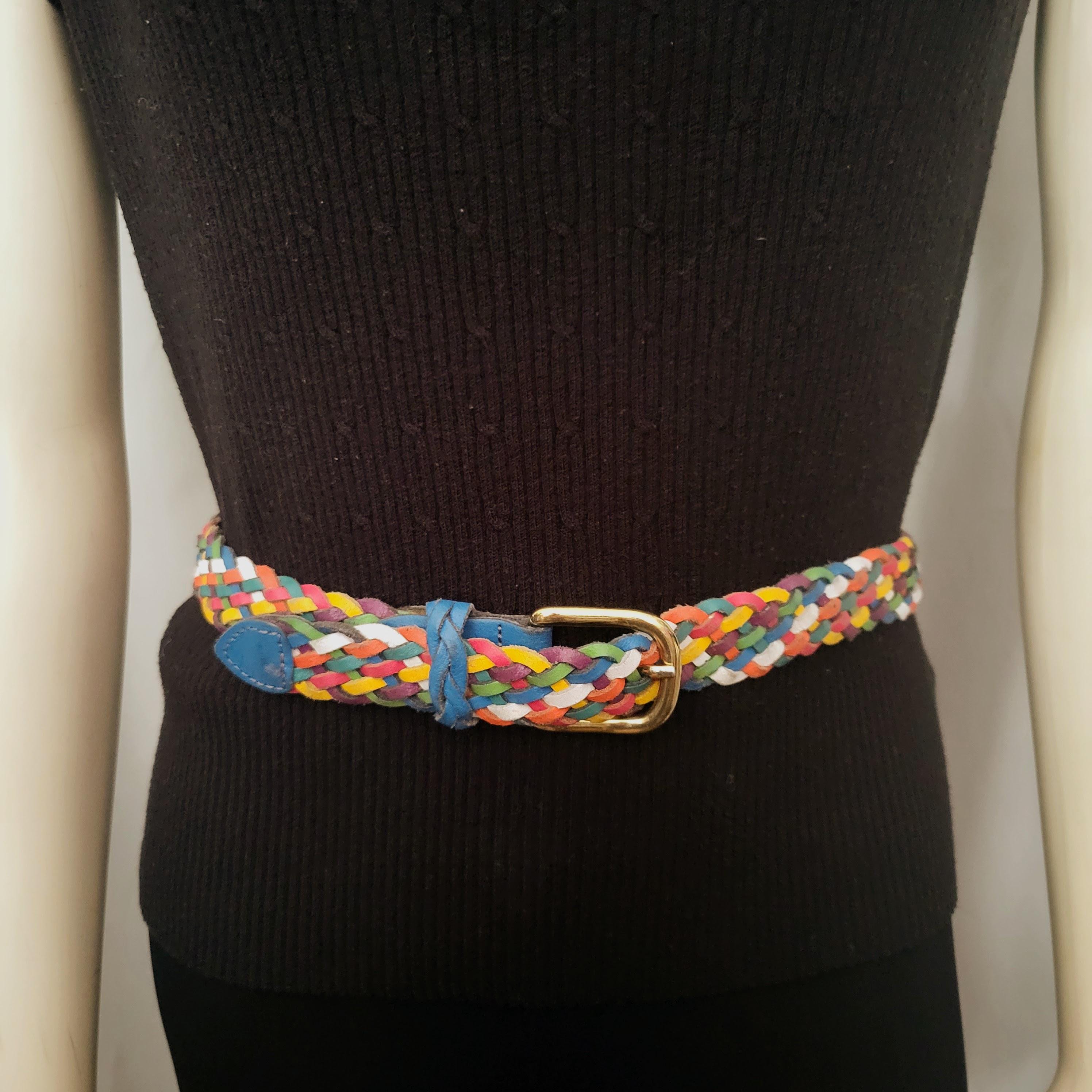 Rainbow Jeweled Belt - gold,‎ woven, 35”, vintage Colorful Belts - Etsy main image 3