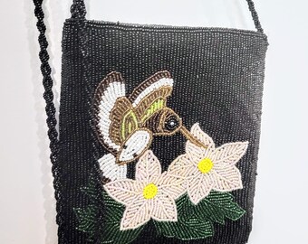 Sac Bandoulière Années 80 En Perles De Bois - Vintage Vert Foncé - À Renforcer