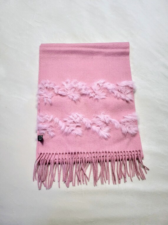RARE FIND/100% WOOL Light Pink Long Scarf with Rea