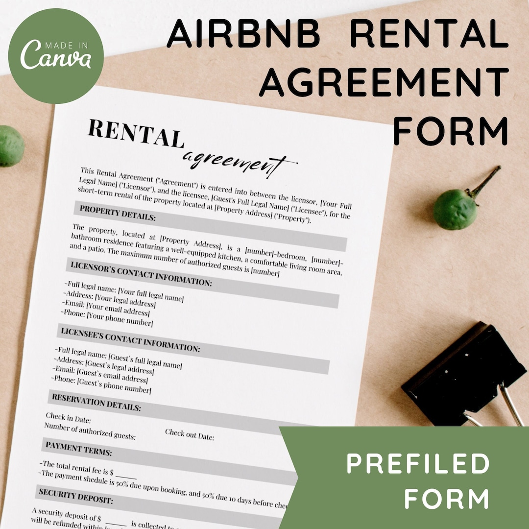 Editable Airbnb Rental Agreement Template Short Term Rental Contract Editable Airbnb Rental Agreement Template Short Term Rental Contract