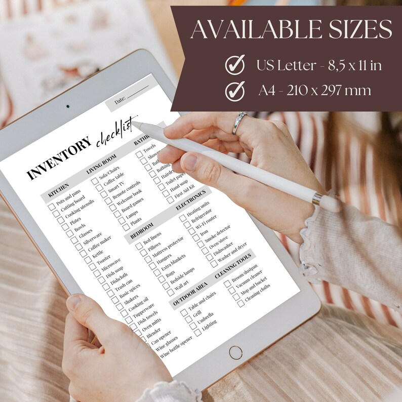 Airbnb Inventory Checklist VRBO Cleaning List Editable Template STR