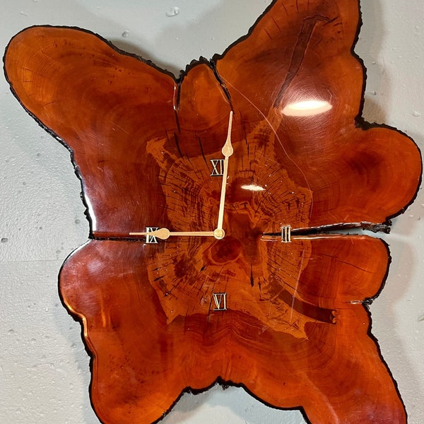 Vintage Mid Century Live Edge Wood Wall Clock