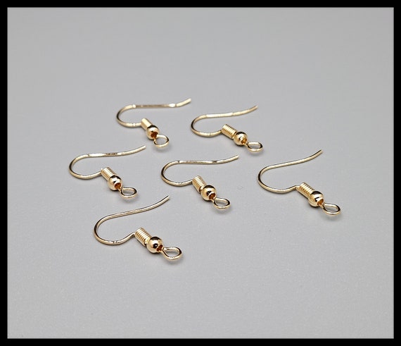 20 Pack 20 mm Champagne Gold Shepherds Hook Ear Wires with Ball and Coil,  jewellery making, Earring Findings, earring