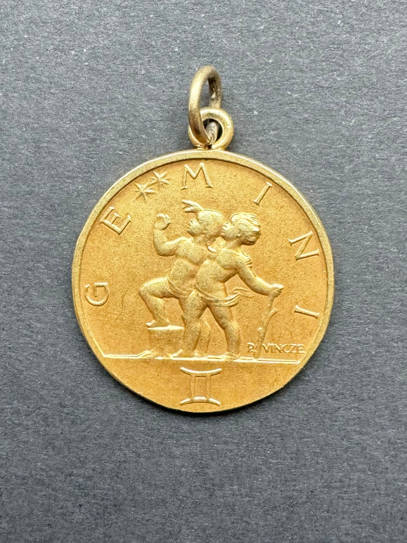 Rare Vintage Paul Vincze 18ct Gemini Pendant, Zodiac Medallion Etsy UK