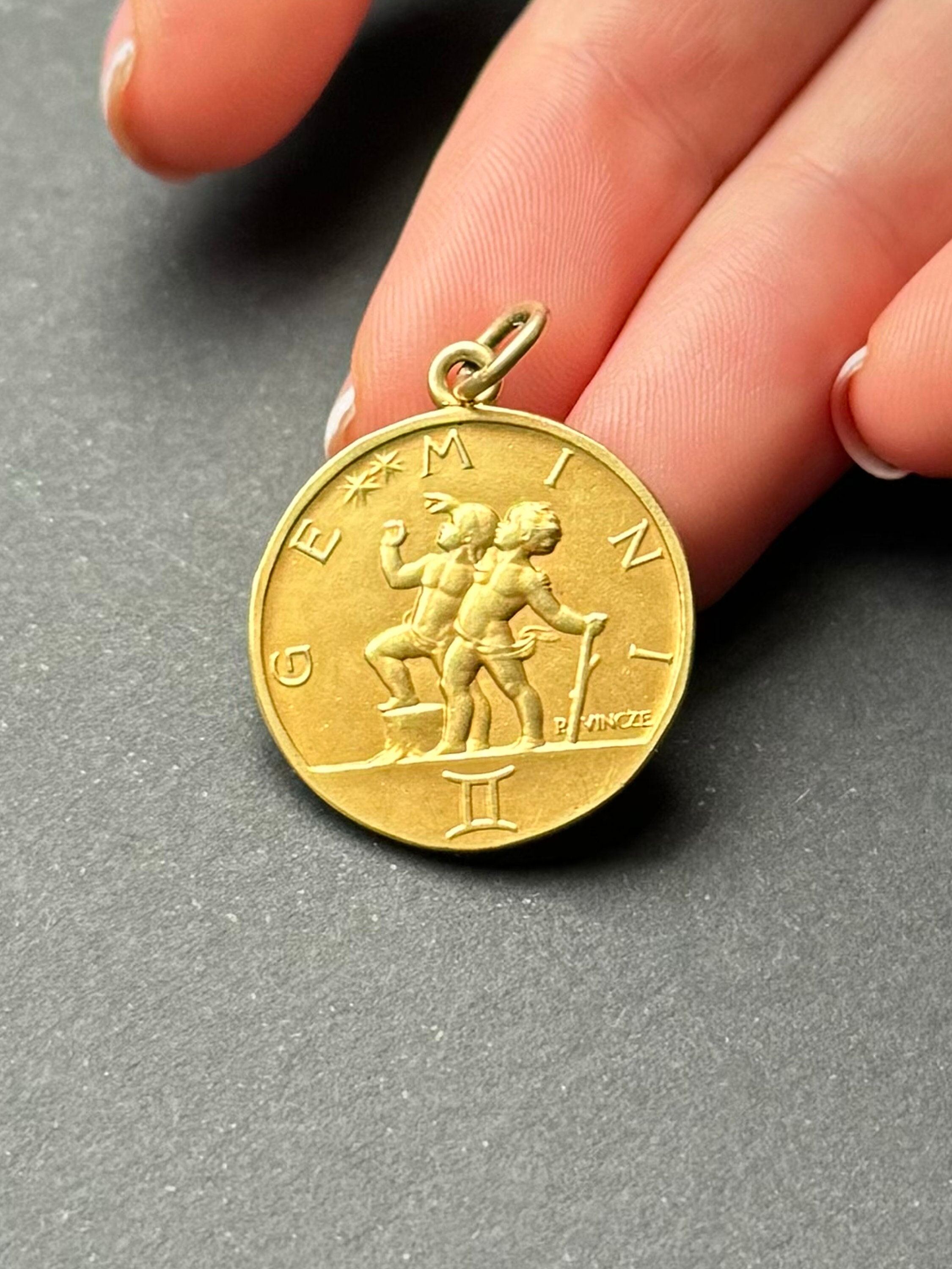 Rare Vintage Paul Vincze 18ct Gemini Pendant, Zodiac Medallion Etsy UK