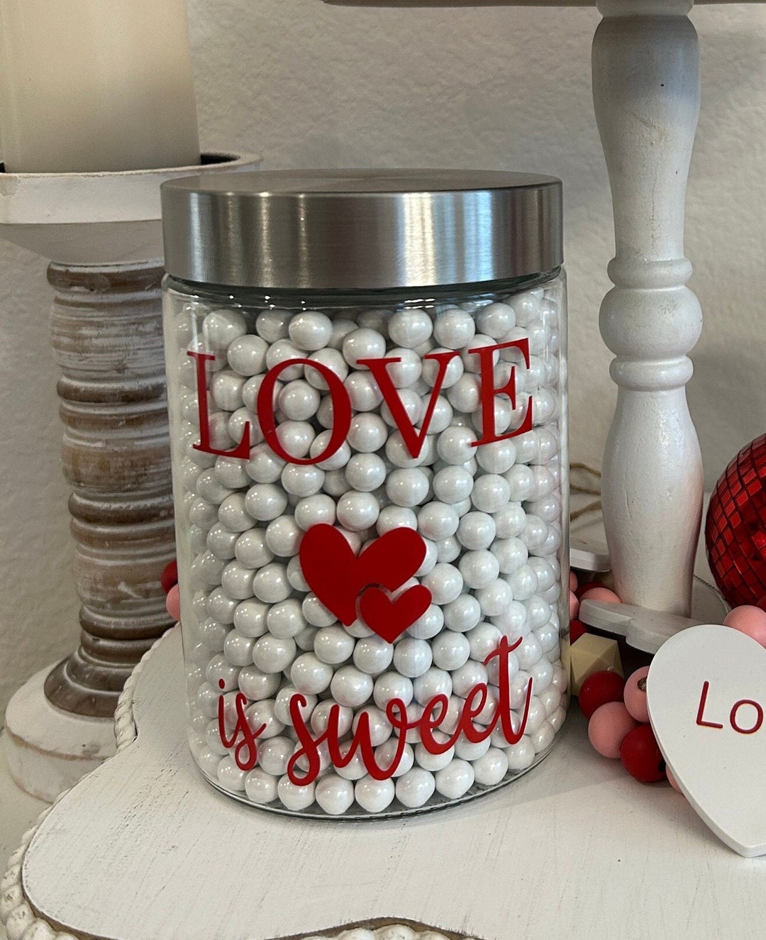 Custom Glass Treat Jar 5 Cup Glass Jar-screw-on Metal Lid Personalized ...