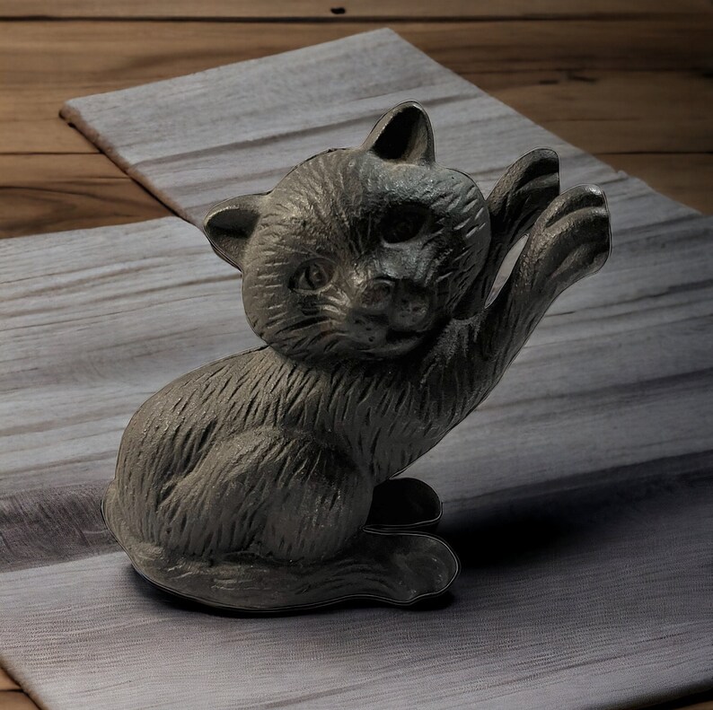 Vintage Cast Iron Black Cat Door Stop Etsy