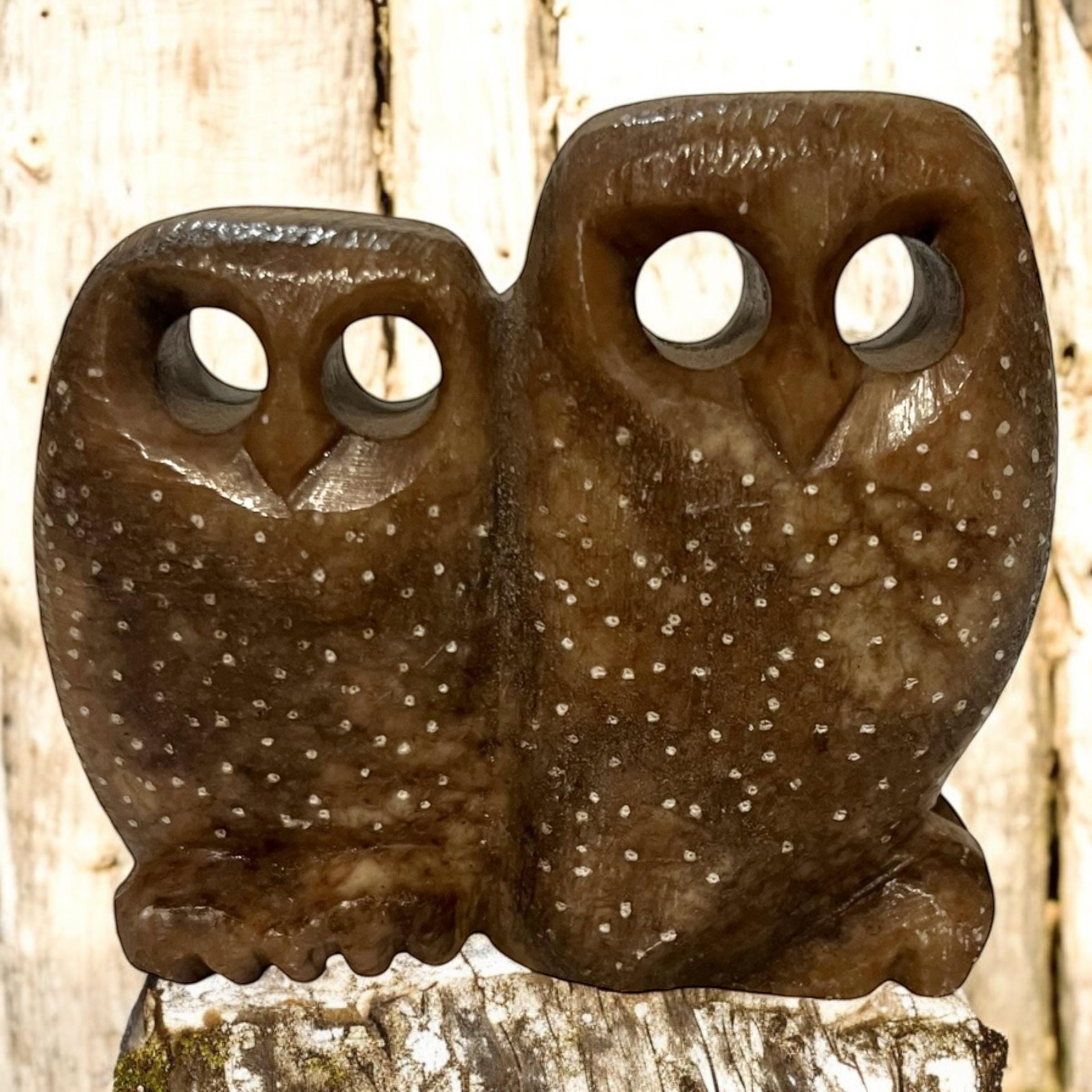 Stone Carved Owls Figurine