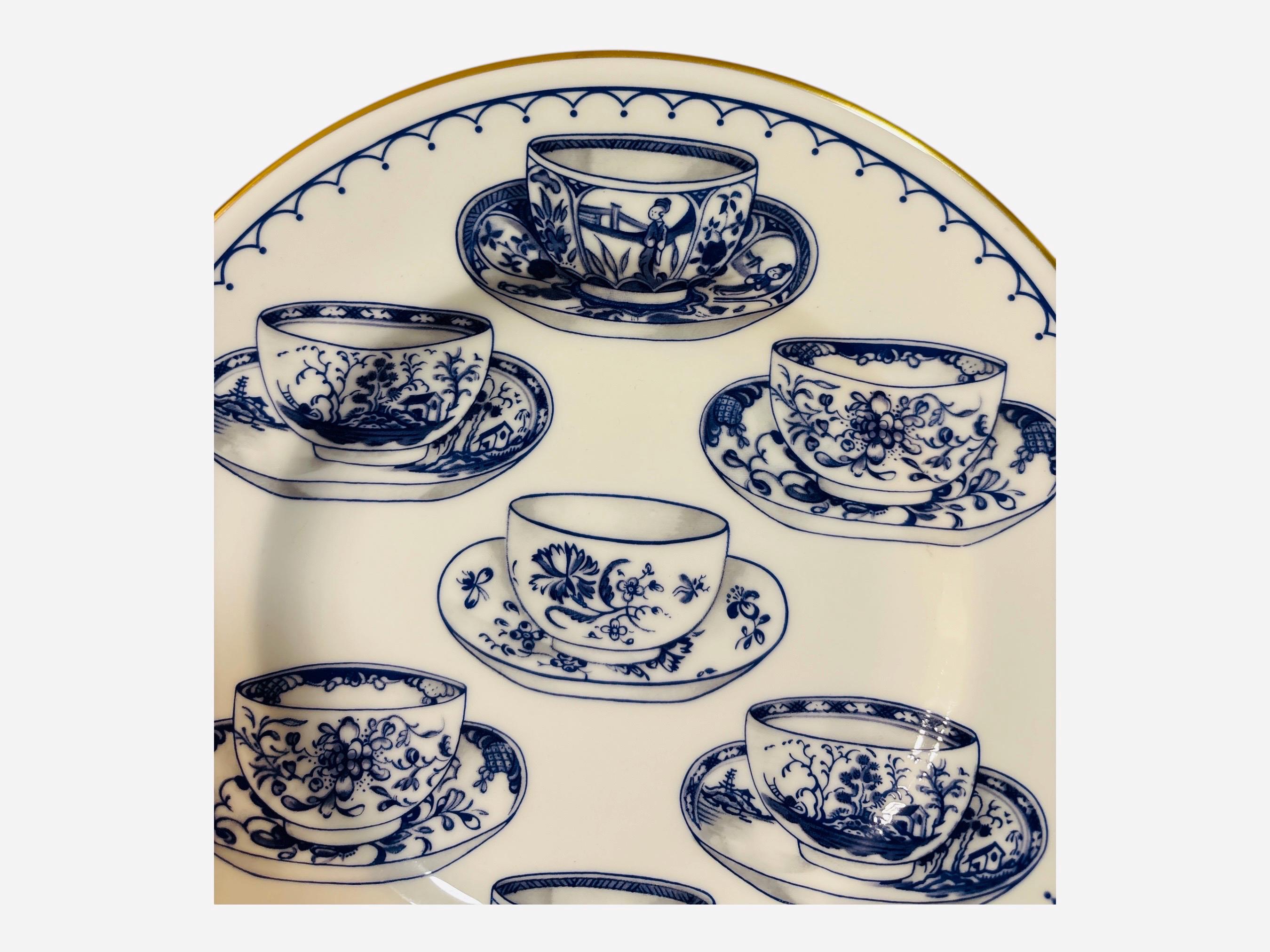  Worcester Cup of Cups プレート Vintage Royal Worcester Cup of Cups Plate, Blue and White Teacup