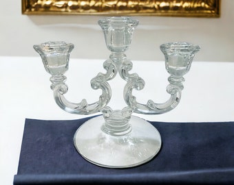 Vintage Cambridge Crystal 3 Flower Candleholder/Candelabra