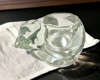 Vintage Indiana Glass Cat Voltive Candle Holder/Container