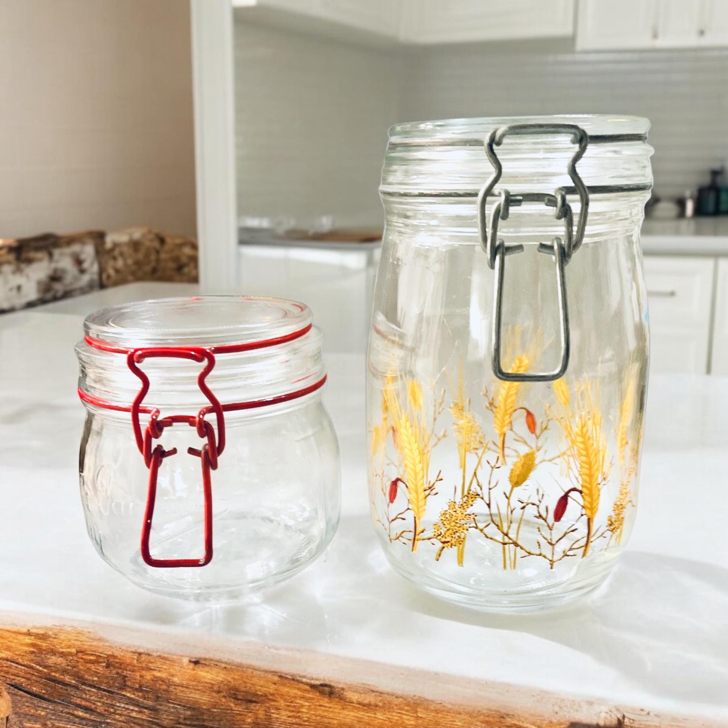 フランスのArcとLe Parfaitのヴィンテージガラスキャニスターワイヤー