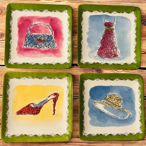 Juego de platos cuadrados de cerámica para aperitivos y