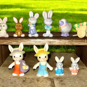 Zestaw 10 sztuk królików Enesco, Russ i Hallmark, Baranek, Mini zestaw wózków z lat 80., darmowa wysyłka