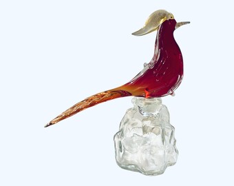 Vintage Archimede Seguso Made in Murano Glass Red Bird