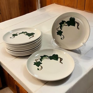 Conjunto de 10 pratos de pão vintage Metlox California Ivy, Poppytrail pintado à mão