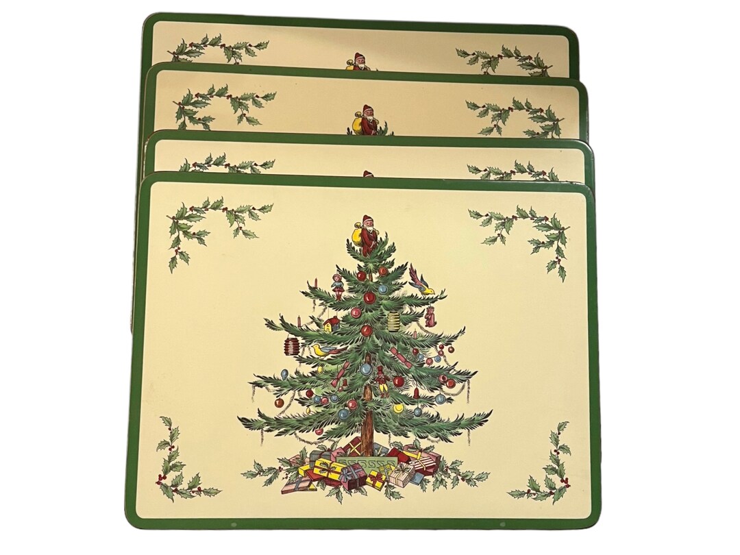Vintage Pimpernel Set of 4 Christmas Tree Acrylic Placemats Etsy