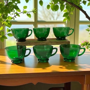 Vintage Anchor Hocking Waldgrün Set mit 6 Gläsern