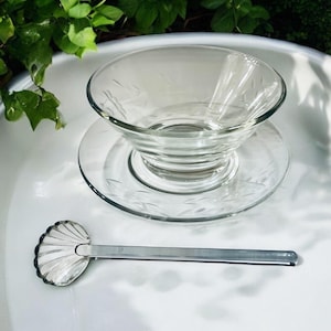 Vintage Princess House Set of 3 Etched Glass Serving Set