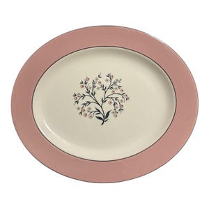 Vintage Homer Laughlin Cavalier Eggshell Pink Spring Floral 13.5” Platter