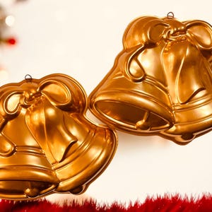 Vintage Set of 2 Copper Bell Jello Molds 12” x 10”