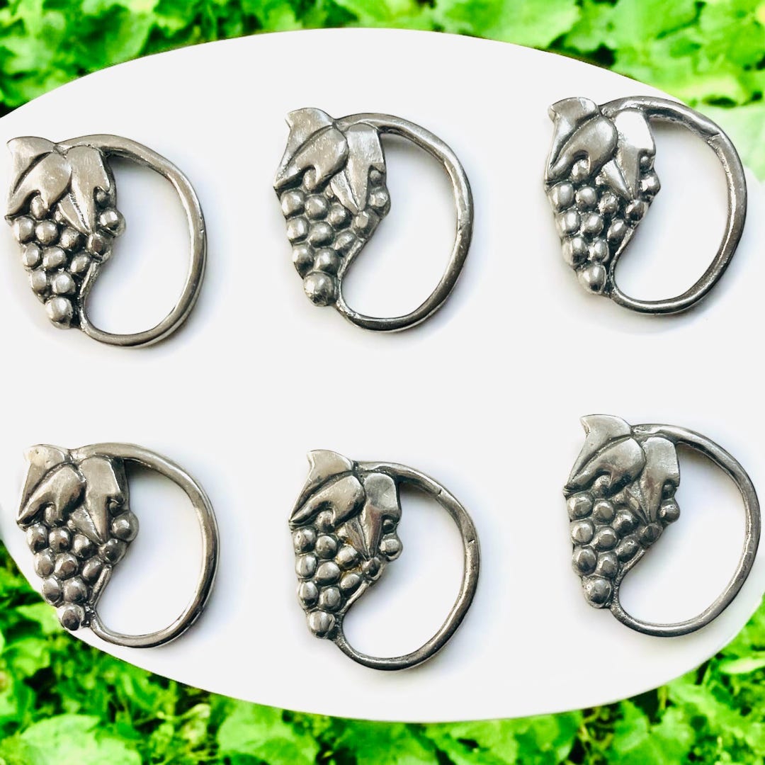 Vintage Pewter Set of 6 Grape Napkin Rings - Etsy