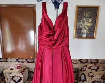 Red Satin Corset A-Line Dress