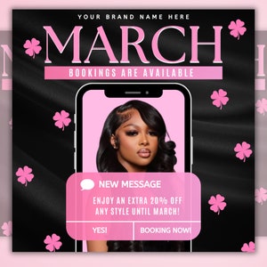 March Booking Flyer, March madness Booking Flyer, March Book Now Appointments Available flyer, Beauty, Lashes, Make up, Nails, Hair