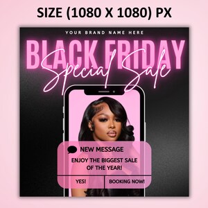 Folleto de Black Friday, folleto de ofertas de Black Friday, oferta especial de Black Friday, Cyber Monday, belleza, pestañas, maquillaje, uñas, cabello, Canva, editable imagen 4