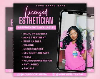 Licensed Esthetician Flyer, Skin Care Services Flyer, Beauty Facial Treatment Flyer, Hydrafacial Flyer, Appointment Available Flyer, Canva