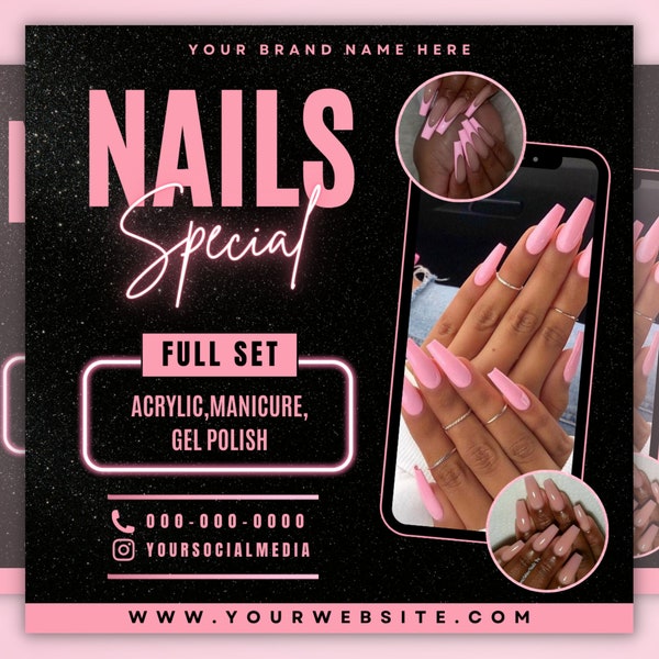 Nails Special Flyer, Nail Bookings Flyer, Nail Tech Flyer, Nails Winter Book Now December Appointments Available , Canva Editable template